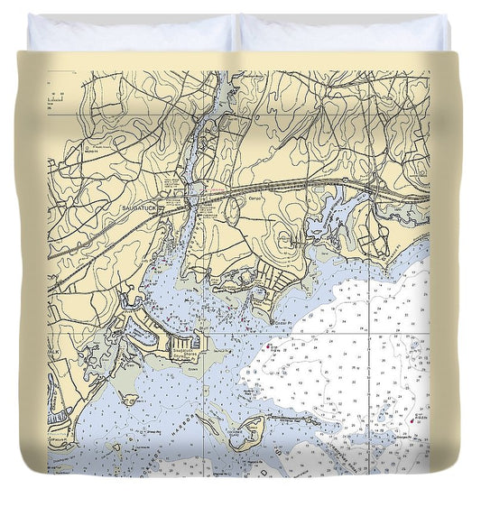 Saugatuck Connecticut Nautical Chart Duvet Cover