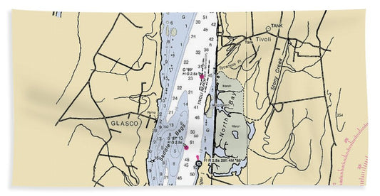 Saugerties-new York Nautical Chart - Beach Towel