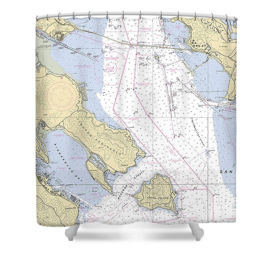 Sausalito  California Nautical Chart _V6 Shower Curtain