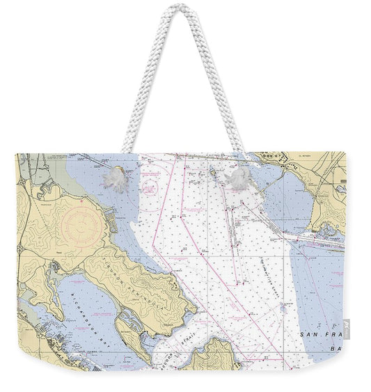 Sausalito -california Nautical Chart _v6 - Weekender Tote Bag
