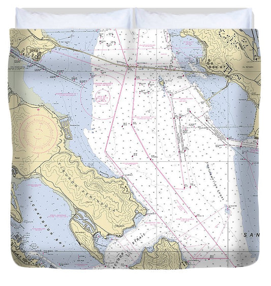 Sausalito  California Nautical Chart _V6 Duvet Cover