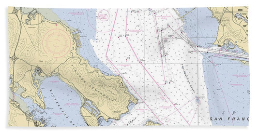 Sausalito -california Nautical Chart _v6 - Bath Towel