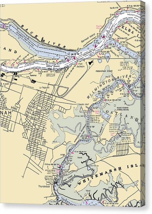 Savannah Wilmington River-Georgia Nautical Chart Canvas Print