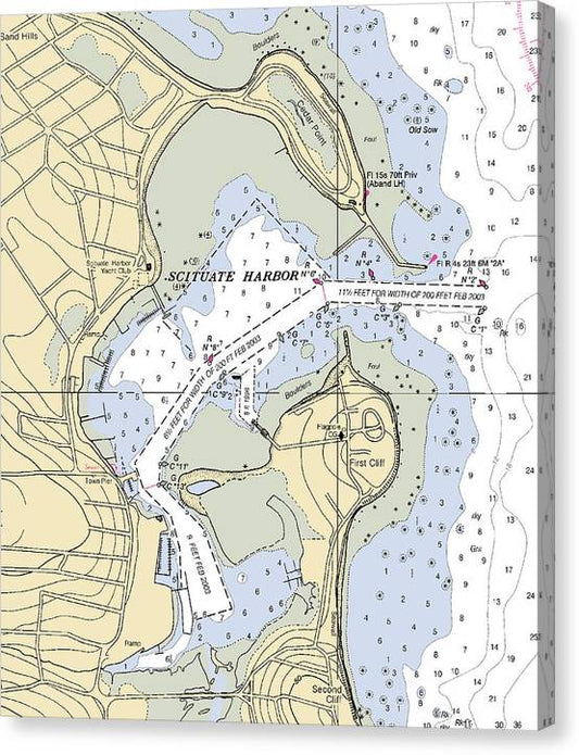 Scituate Harbor-Massachusetts Nautical Chart Canvas Print