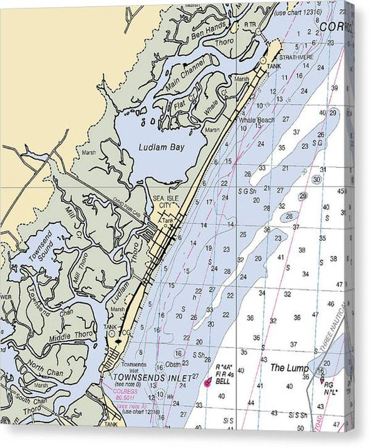 Sea Isle City-New Jersey Nautical Chart Canvas Print