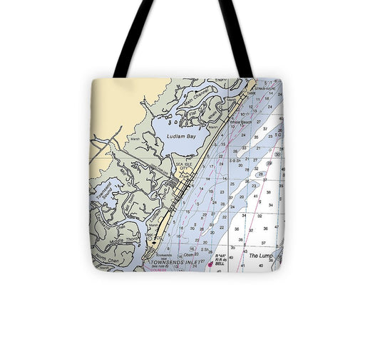 Sea Isle City New Jersey Nautical Chart Tote Bag