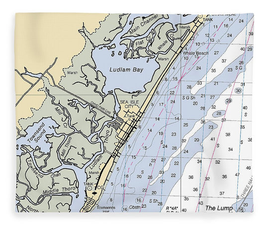 Sea Isle City New Jersey Nautical Chart Blanket