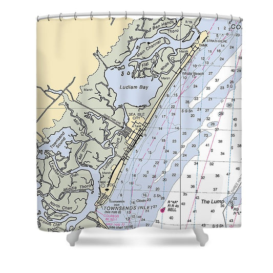 Sea Isle City New Jersey Nautical Chart Shower Curtain