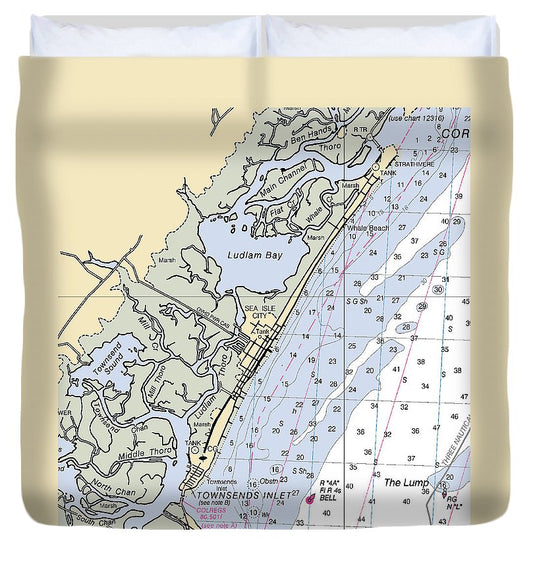 Sea Isle City New Jersey Nautical Chart Duvet Cover