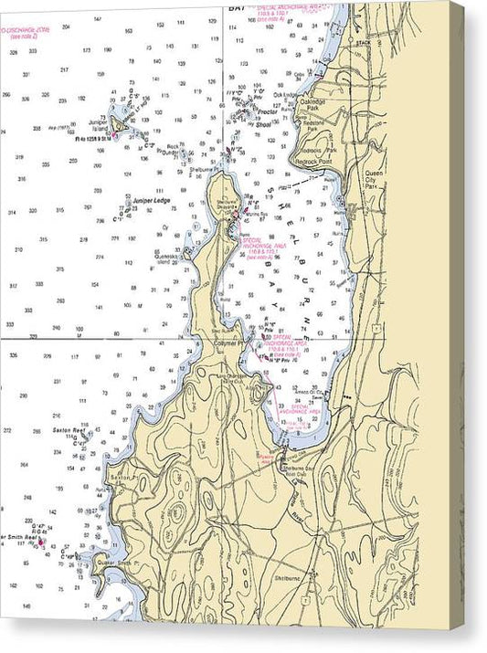 Shelburne Bay-Lake Champlain  Nautical Chart Canvas Print