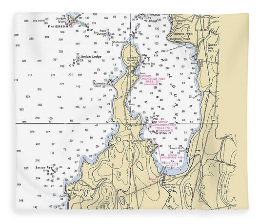 Shelburne Bay Lake Champlain  Nautical Chart Blanket