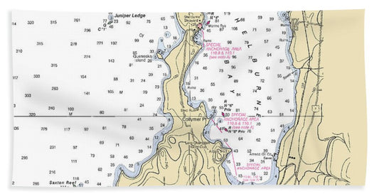 Shelburne Bay-lake Champlain  Nautical Chart - Bath Towel