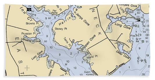 Skinners Neck-maryland Nautical Chart - Beach Towel