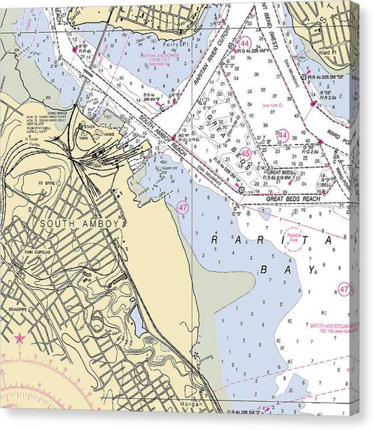 South Amboy-New Jersey Nautical Chart Canvas Print