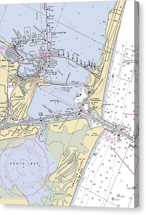 South Padre Island-Texas Nautical Chart Canvas Print
