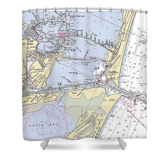 South Padre Island Texas Nautical Chart Shower Curtain