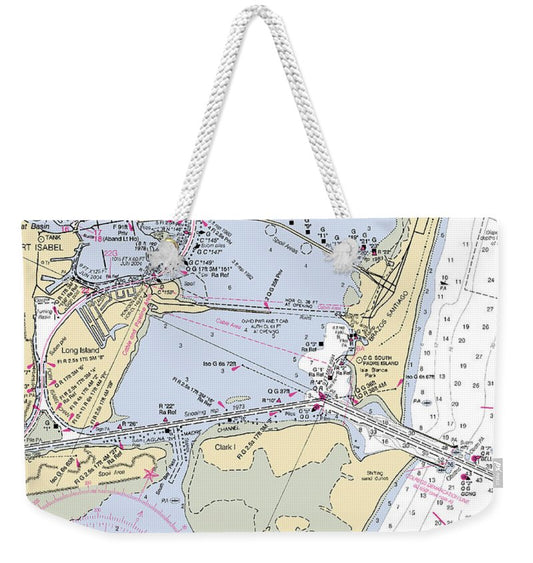 South Padre Island-texas Nautical Chart - Weekender Tote Bag