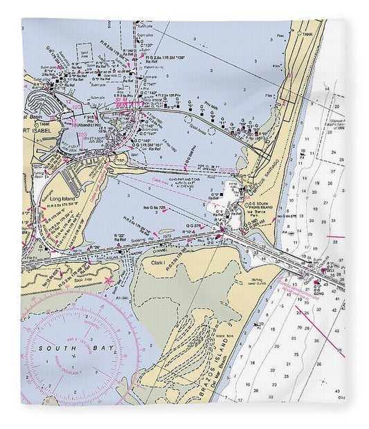 South Padre Island Texas Nautical Chart Blanket