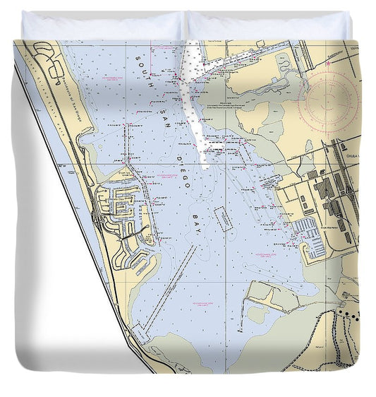 South San Diego Bay California Nautical Chart Duvet Cover
