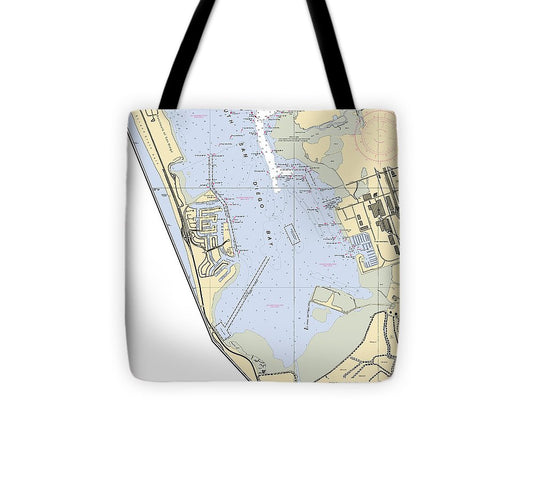 South San Diego Bay California Nautical Chart Tote Bag