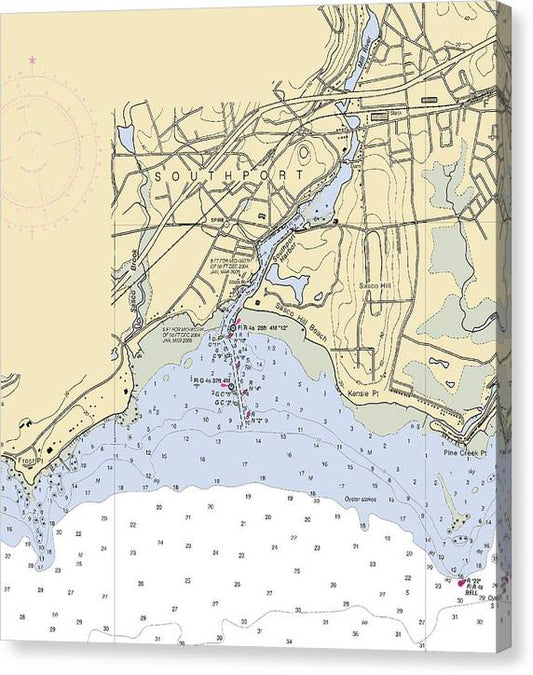 Southport-Connecticut Nautical Chart Canvas Print