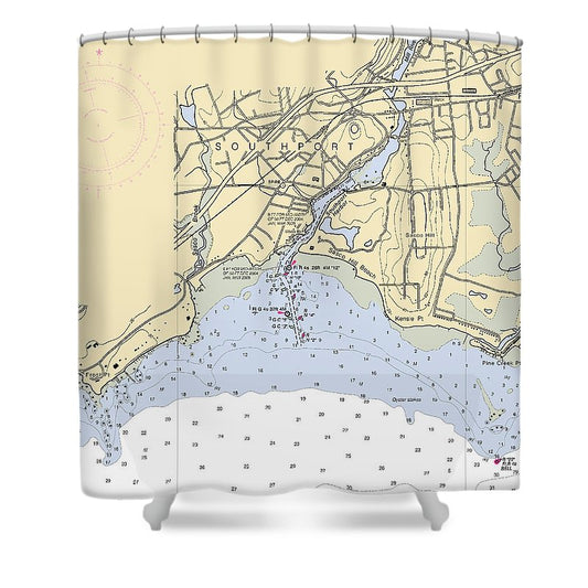 Southport Connecticut Nautical Chart Shower Curtain