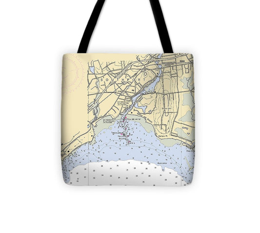 Southport Connecticut Nautical Chart Tote Bag