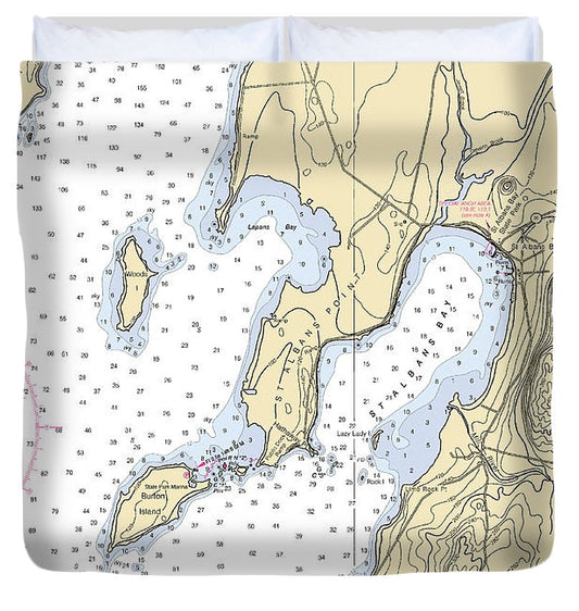 St Albans Bay Lake Champlain  Nautical Chart Duvet Cover