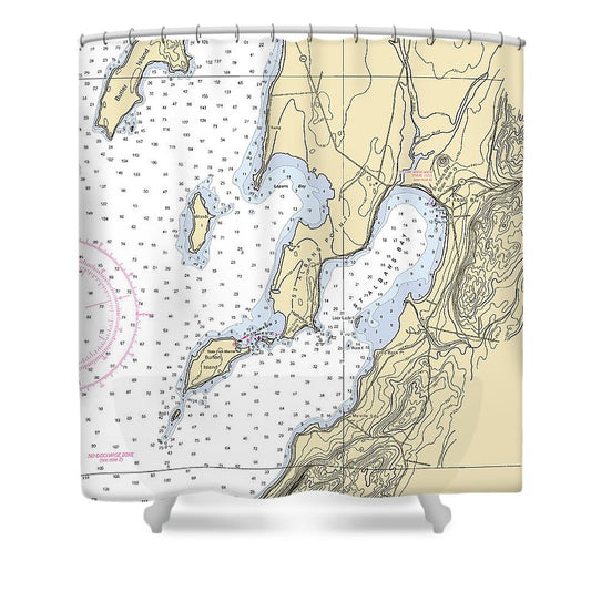 St Albans Bay Lake Champlain  Nautical Chart Shower Curtain