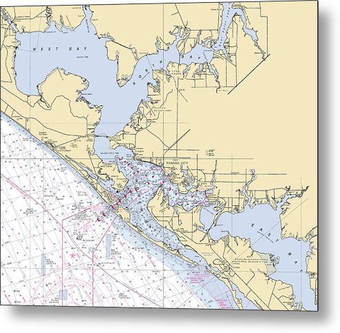 A beuatiful Metal Print of the St-Andrews-Bay -Florida Nautical Chart _V6 - Metal Print by SeaKoast.  100% Guarenteed!