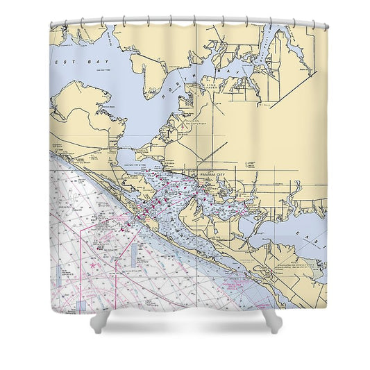 St Andrews Bay  Florida Nautical Chart _V6 Shower Curtain