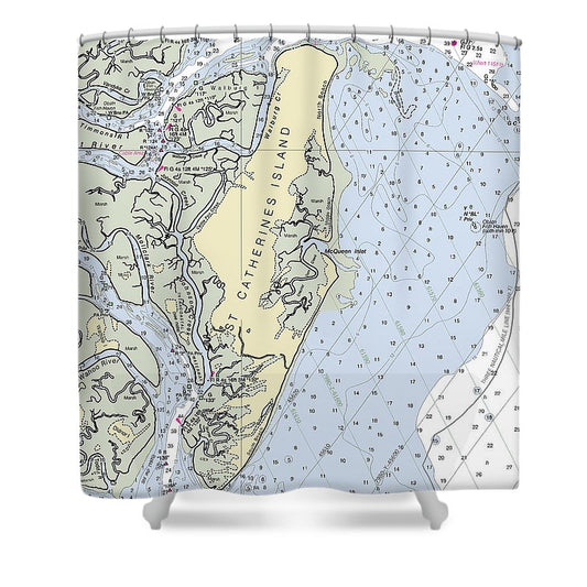 St Catherines Island Georgia Nautical Chart Shower Curtain