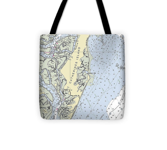 St Catherines Island Georgia Nautical Chart Tote Bag