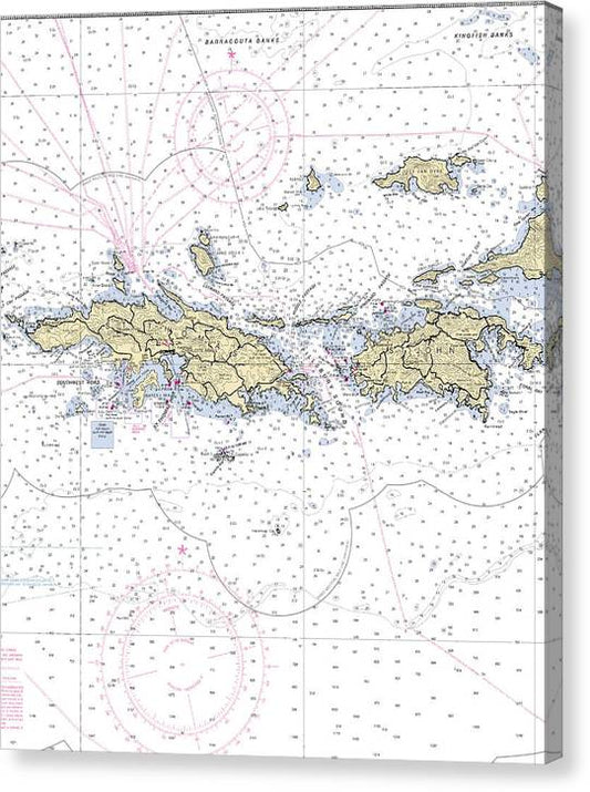St John St Thomas-Virgin Islands Nautical Chart Canvas Print