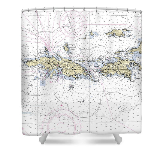 St John St Thomas Virgin Islands Nautical Chart Shower Curtain