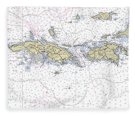 St John St Thomas Virgin Islands Nautical Chart Blanket