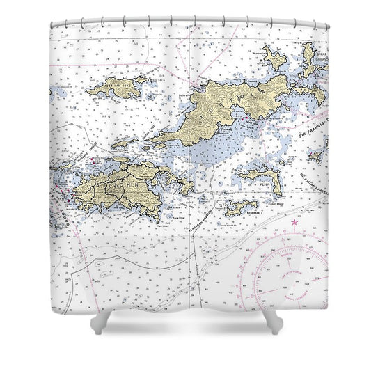 St John Tortola Virgin Islands Nautical Chart Shower Curtain