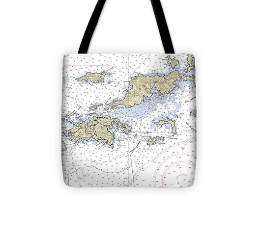 St John Tortola Virgin Islands Nautical Chart Tote Bag