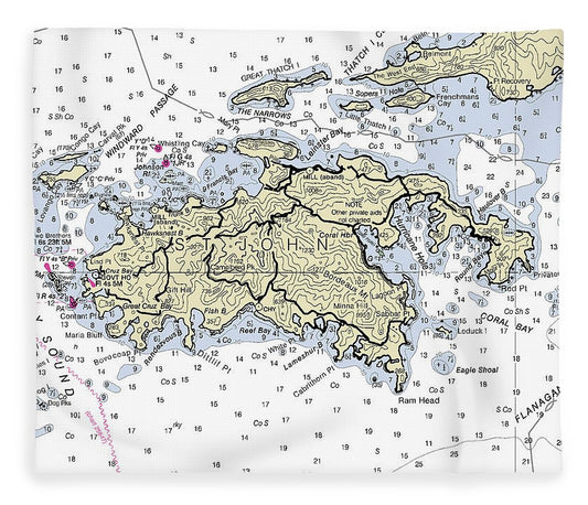 St John Virgin Islands Nautical Chart Blanket