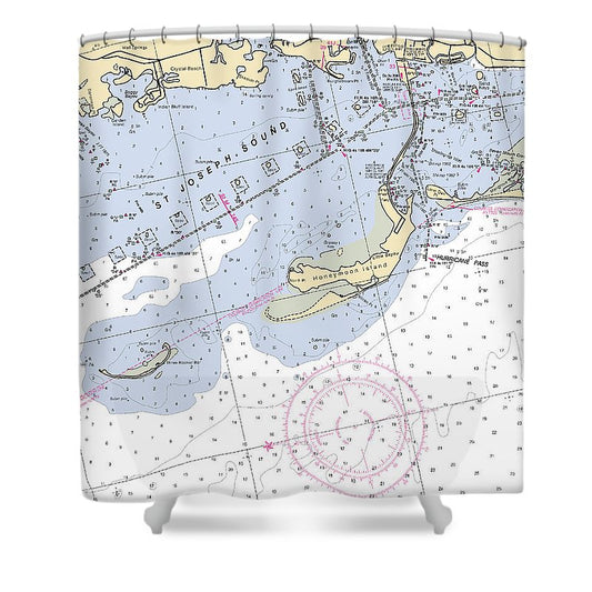 St Joseph Sound Florida Nautical Chart Shower Curtain