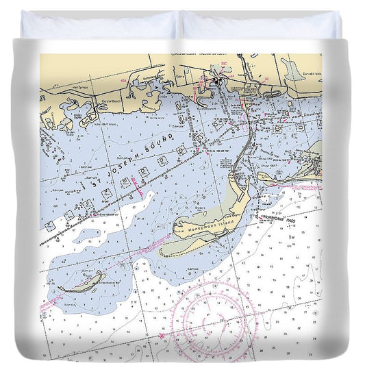 St Joseph Sound Florida Nautical Chart Duvet Cover