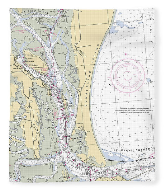 St Marys Georgia Nautical Chart Blanket
