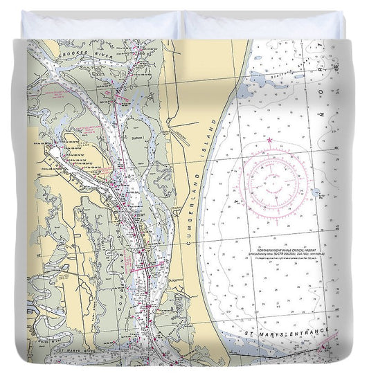 St Marys Georgia Nautical Chart Duvet Cover