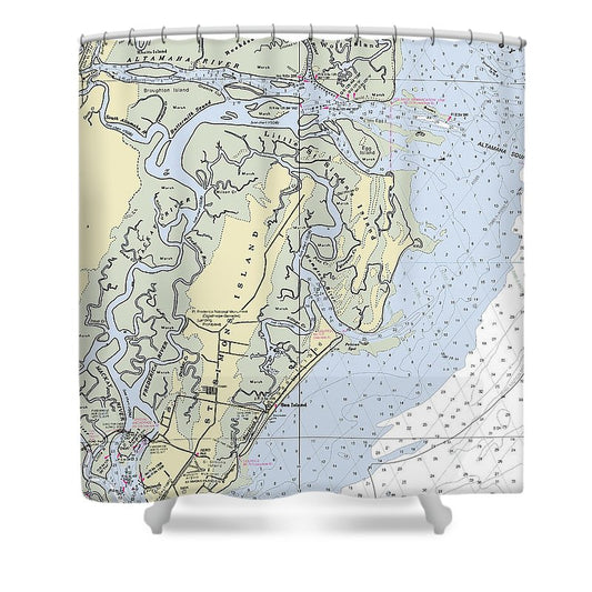 St Simons Island Georgia Nautical Chart Shower Curtain