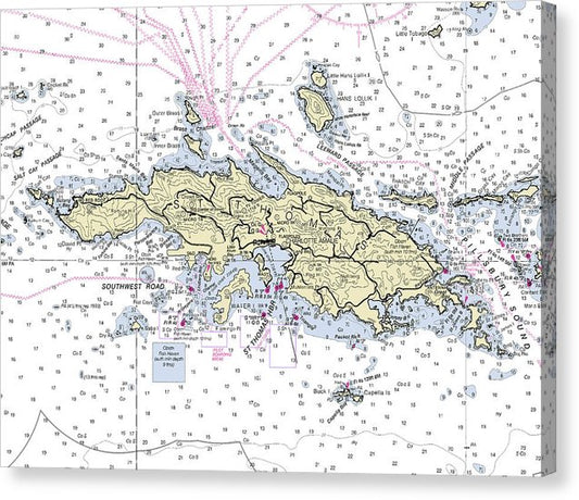 St Thomas Virgin Islands Nautical Chart Canvas Print