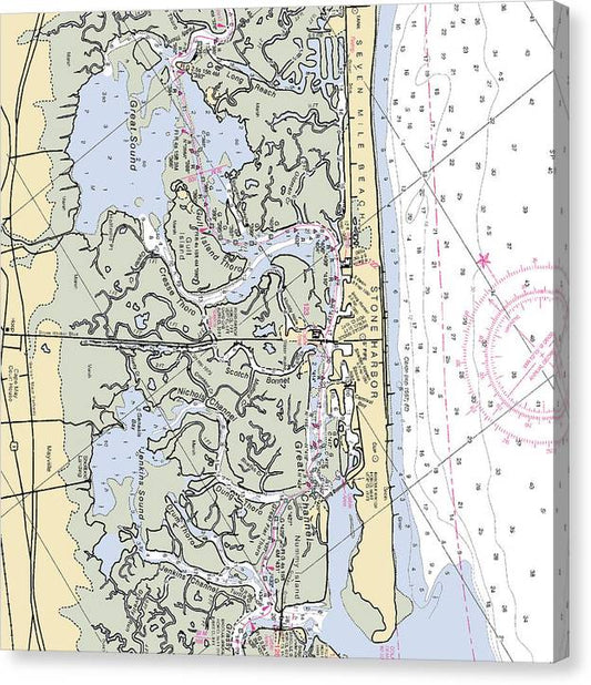 Stone Harbor-New Jersey Nautical Chart Canvas Print