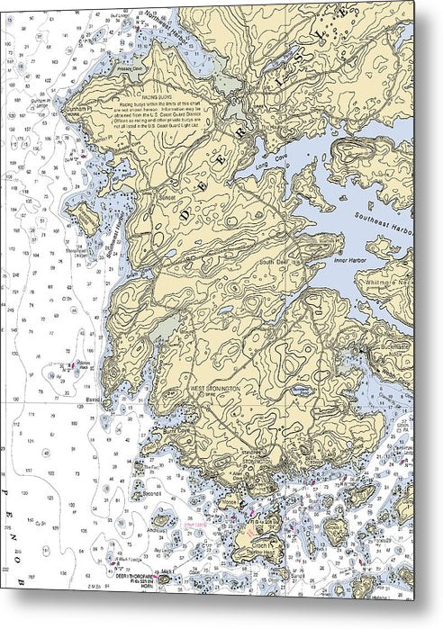 A beuatiful Metal Print of the Stonington-Maine Nautical Chart - Metal Print by SeaKoast.  100% Guarenteed!
