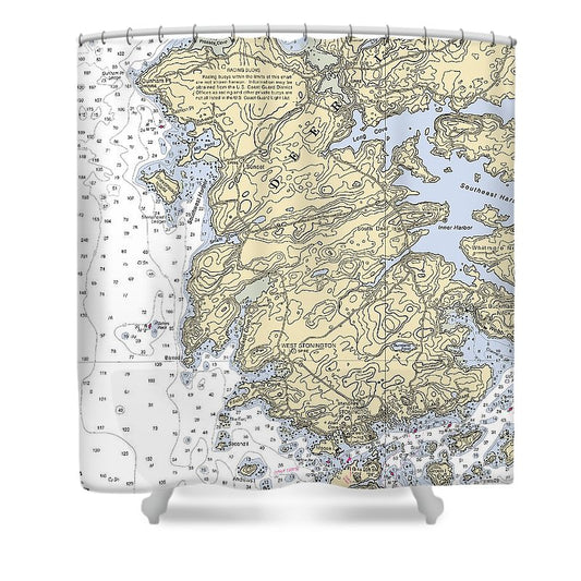 Stonington Maine Nautical Chart Shower Curtain