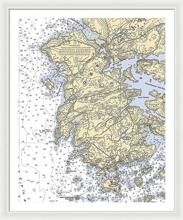 Stonington-Maine Nautical Chart - Framed Print 32" x 40" Framed Nautical Chart Print by SeaKoast.