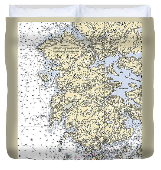 Stonington Maine Nautical Chart Duvet Cover